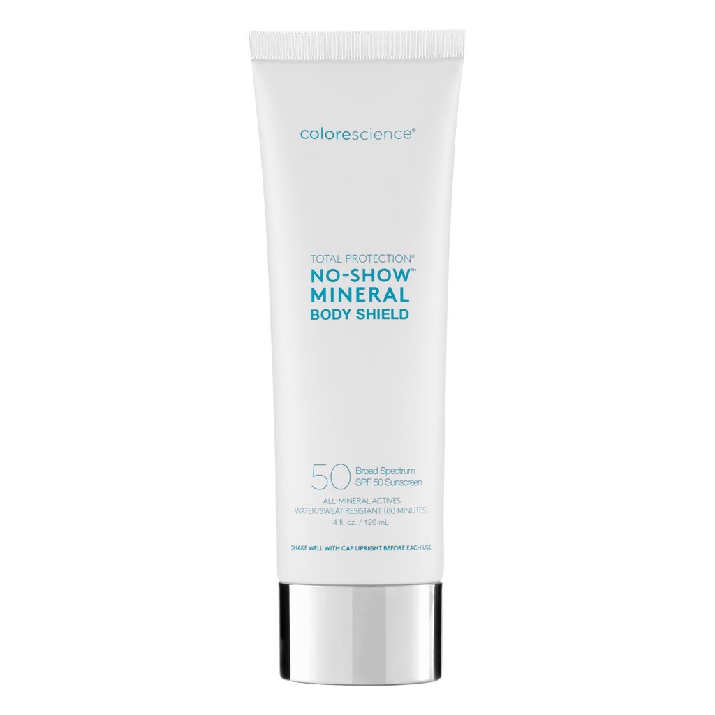 Colorescience Total Protection No-Show Mineral Body Shield SPF 50 on pure white background